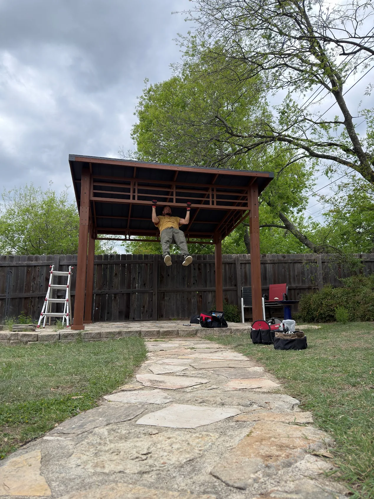 Custom pergola backyard build Cedar Park TX