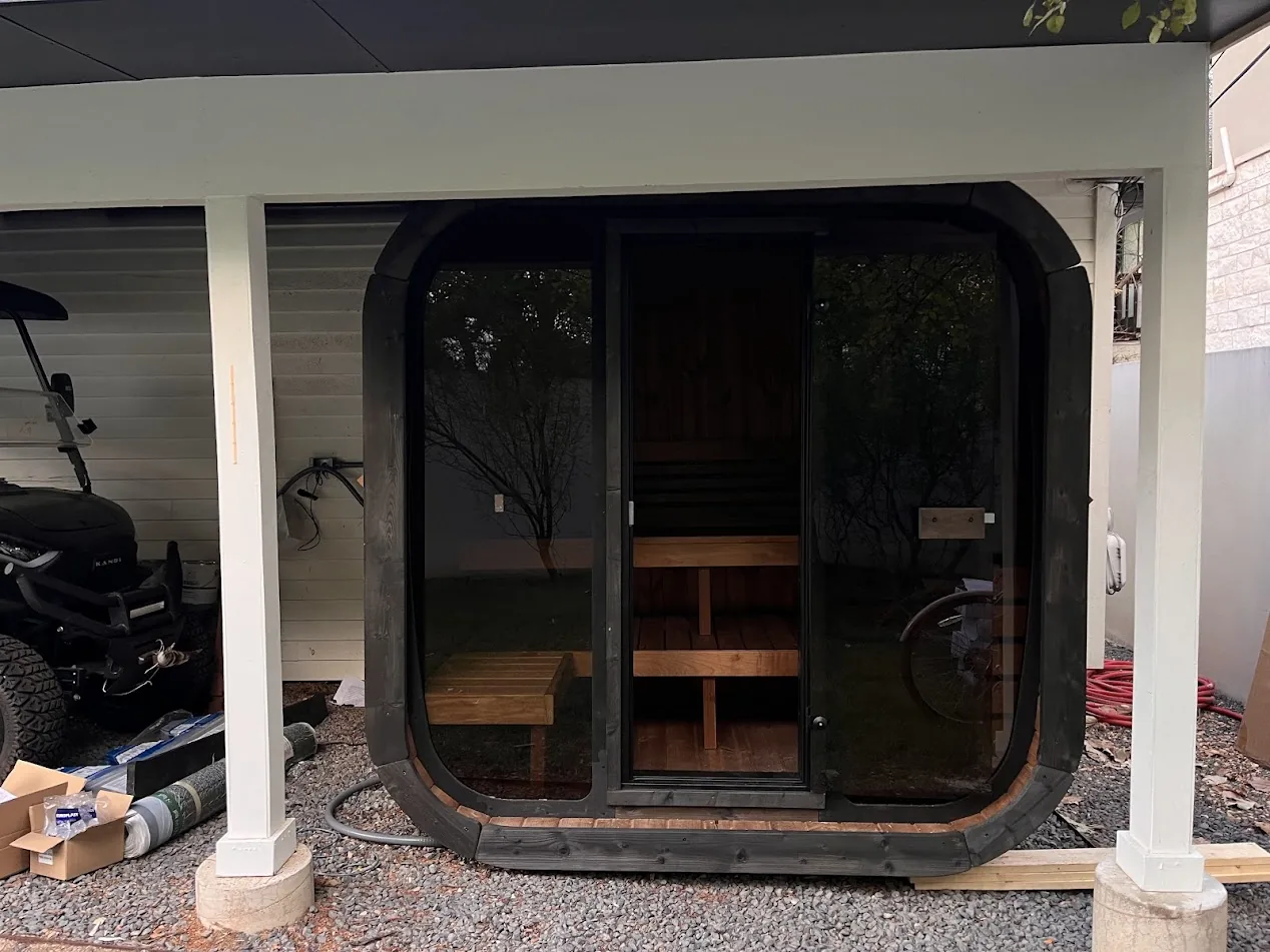 Outdoor sauna installation Cedar Park TX
