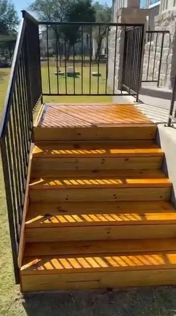 Cedar stair treads detail Cedar Park TX